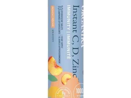 Organika Instant Vitamin C, D, Zinc Effervescent Tablets Peach 10ct Hot on Sale