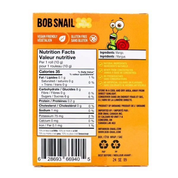 Bob Snail Fruit Rolls - Mango 10pk Online Sale