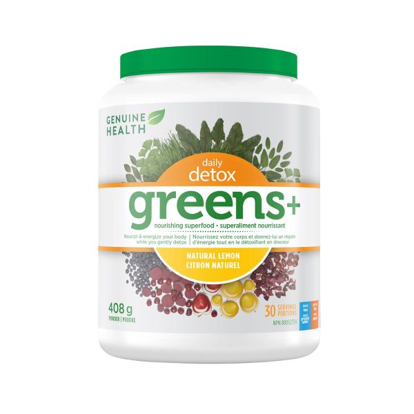 Genuine Health Greens+ Daily Detox - Natural Lemon 405g Supply