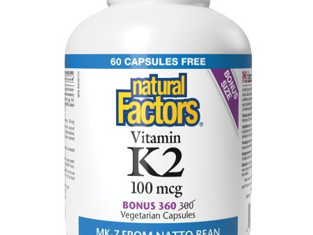 Natural Factors Vitamin K2 100 mcg Bonus Size 360s (300+60 FREE capsules) Fashion