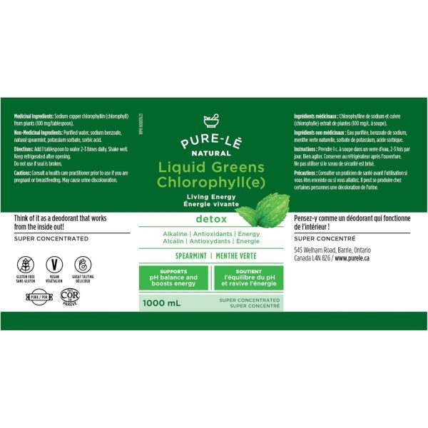 Pure-Le Naturals Liquid Greens Chlorophyll Mint 450ml Fashion