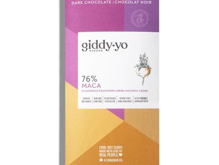 Giddy Yo Maca 76% Dark Chocolate Bar Certified Organic 62g Cheap