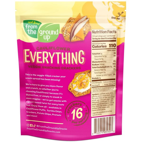 From the Ground Up Everything Snacking Cauliflower Crackers 100g Discount