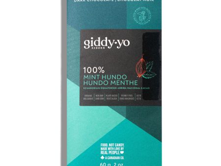 Giddy Yo Mint Hundo 100% Dark Chocolate Bar Certified Organic 60g on Sale