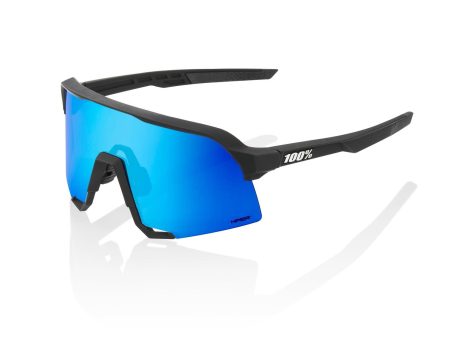 100% S3 Sunglasses - Matte Black - HiPER Blue Multilayer Mirror Lens Fashion