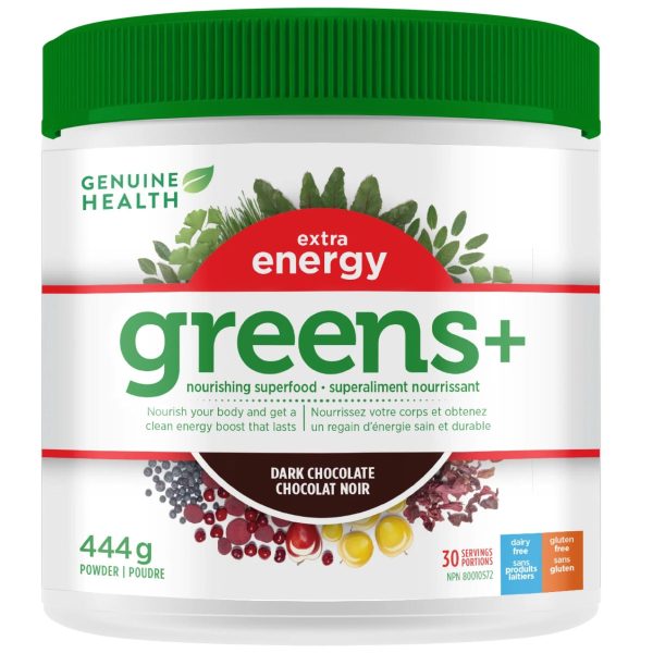 Genuine Health Greens+ Extra Energy - Dark Chocolate 444g Online Sale