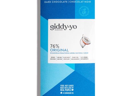 Giddy Yo Original 76% Dark Chocolate Bar Certified Organic 62g Sale