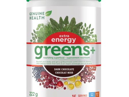 Genuine Health Greens+ Extra Energy - Dark Chocolate 22g (15 servings) Supply