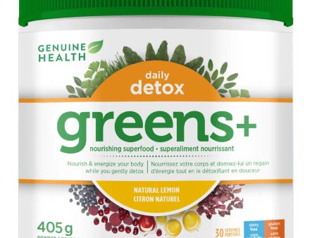 Genuine Health Greens+ Daily Detox - Natural Lemon 405g Supply