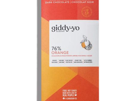 Giddy Yo Orange 76% Dark Chocolate Bar Certified Organic 62g Cheap