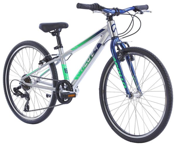 Apollo NEO+ 24  7 Speed Kids Bikes - Brushed Alloy   Navy Blue   Green Fade Sale