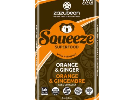 Zazubean Squeeze Orange & Ginger Superfood Chocolate Bar 85g Online Hot Sale