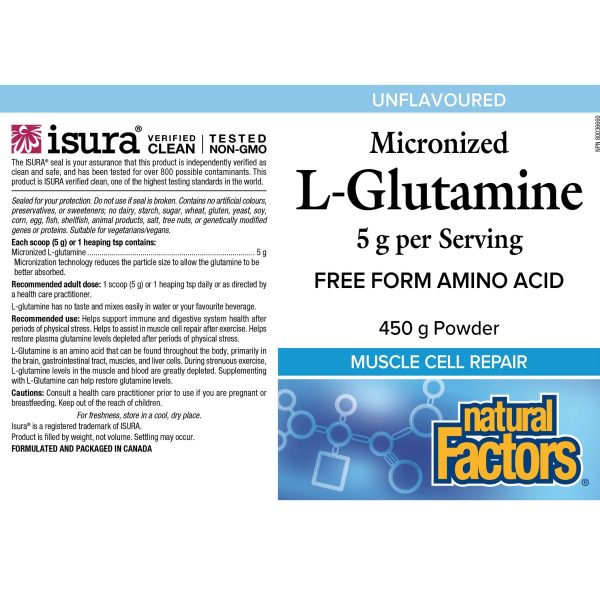 Natural Factors Micronized L-Glutamine 450g Fashion