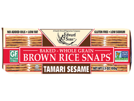 Edward & Sons Brown Rice Snaps Tamari Sesame 100g For Sale