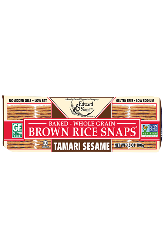 Edward & Sons Brown Rice Snaps Tamari Sesame 100g For Sale