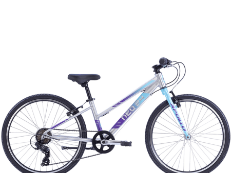 Apollo NEO+ 24  7 Speed Kids Bikes - Brushed Alloy   Ice Blue   Purple Fade on Sale