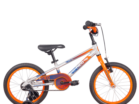 Apollo Neo+ 16  Kids Bikes - Brushed Alloy   Orange    Navy Blue Fade For Sale